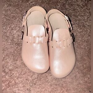 Pink Buckle Strap Clogs